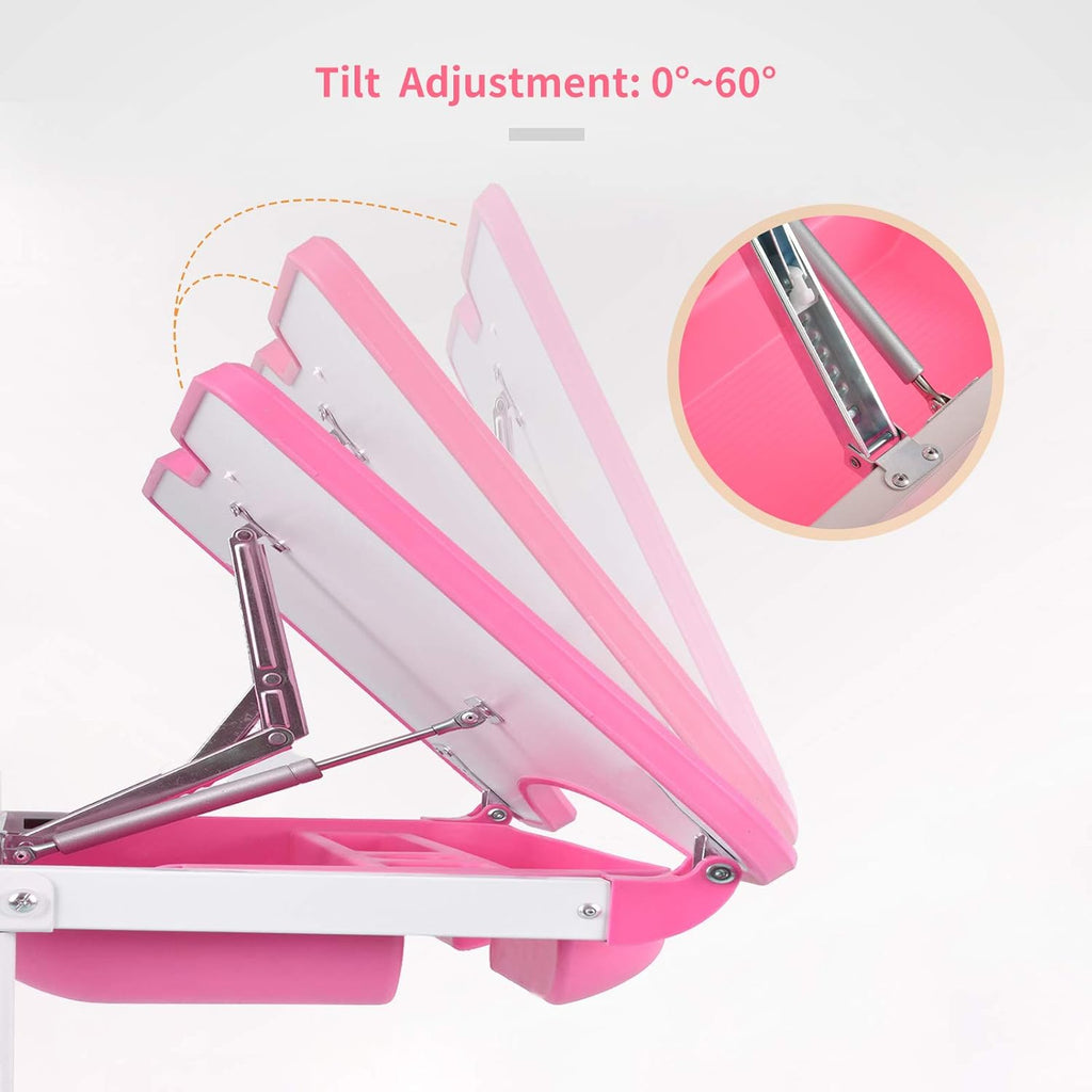 Pink Height Adjustable Kids Desk and Chair Set P26948