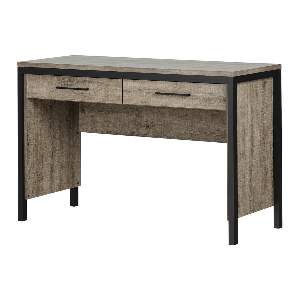 Matte Black/Weathered Oak Desk with Drawers R583008