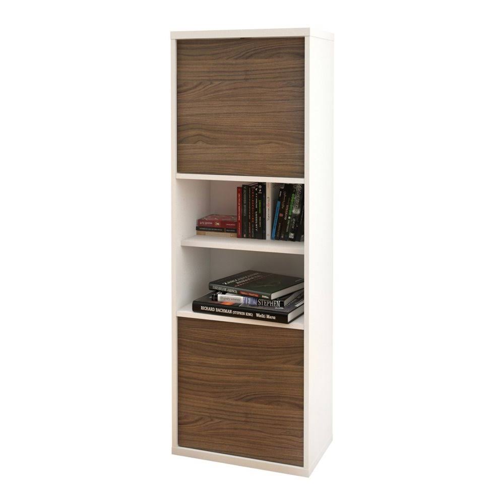 White and Walnut 2-Door Bookcase L149