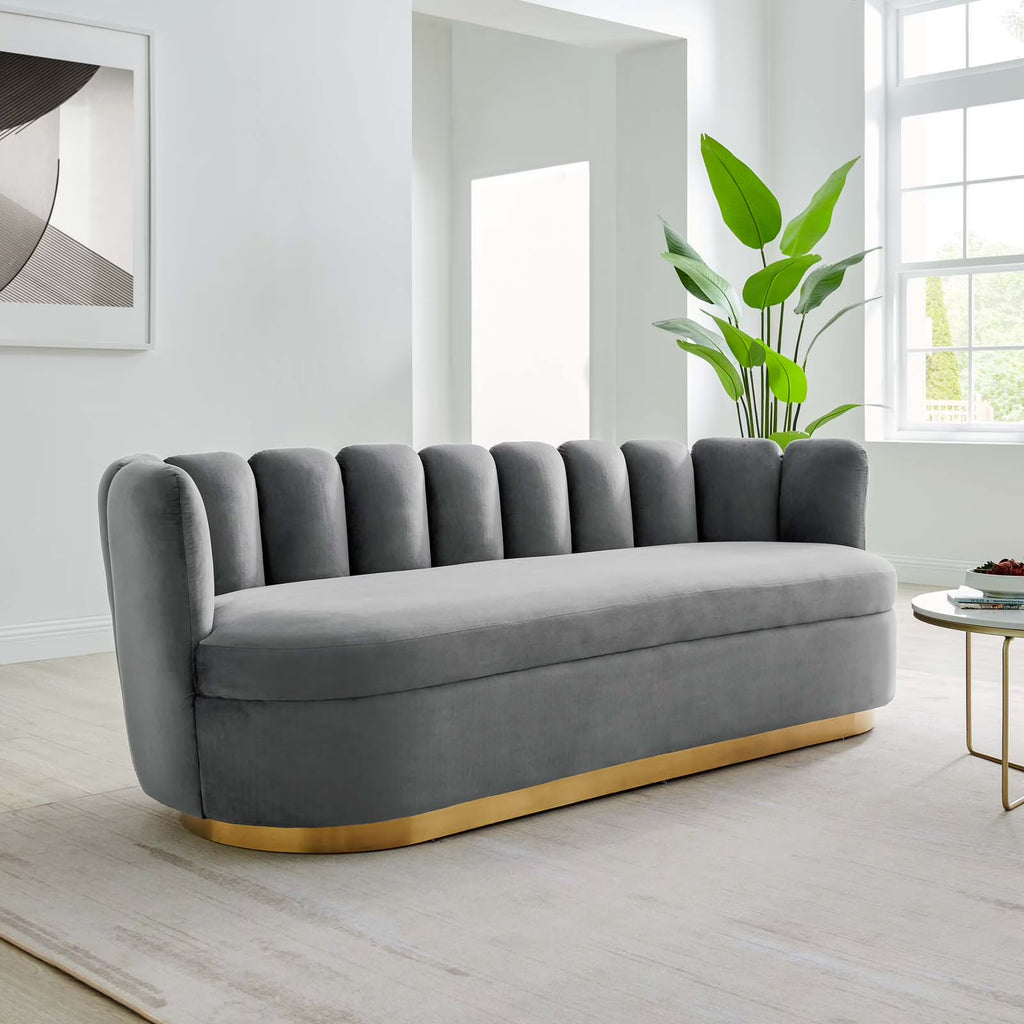 Gray Performance Velvet Sofa R53278