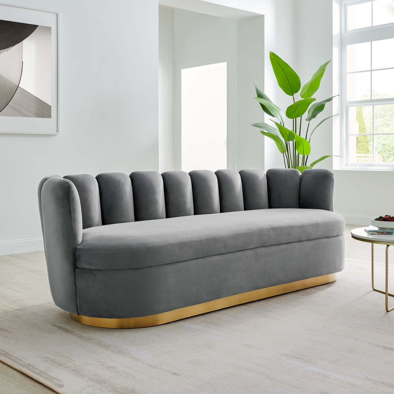 Gray Performance Velvet Sofa R53278