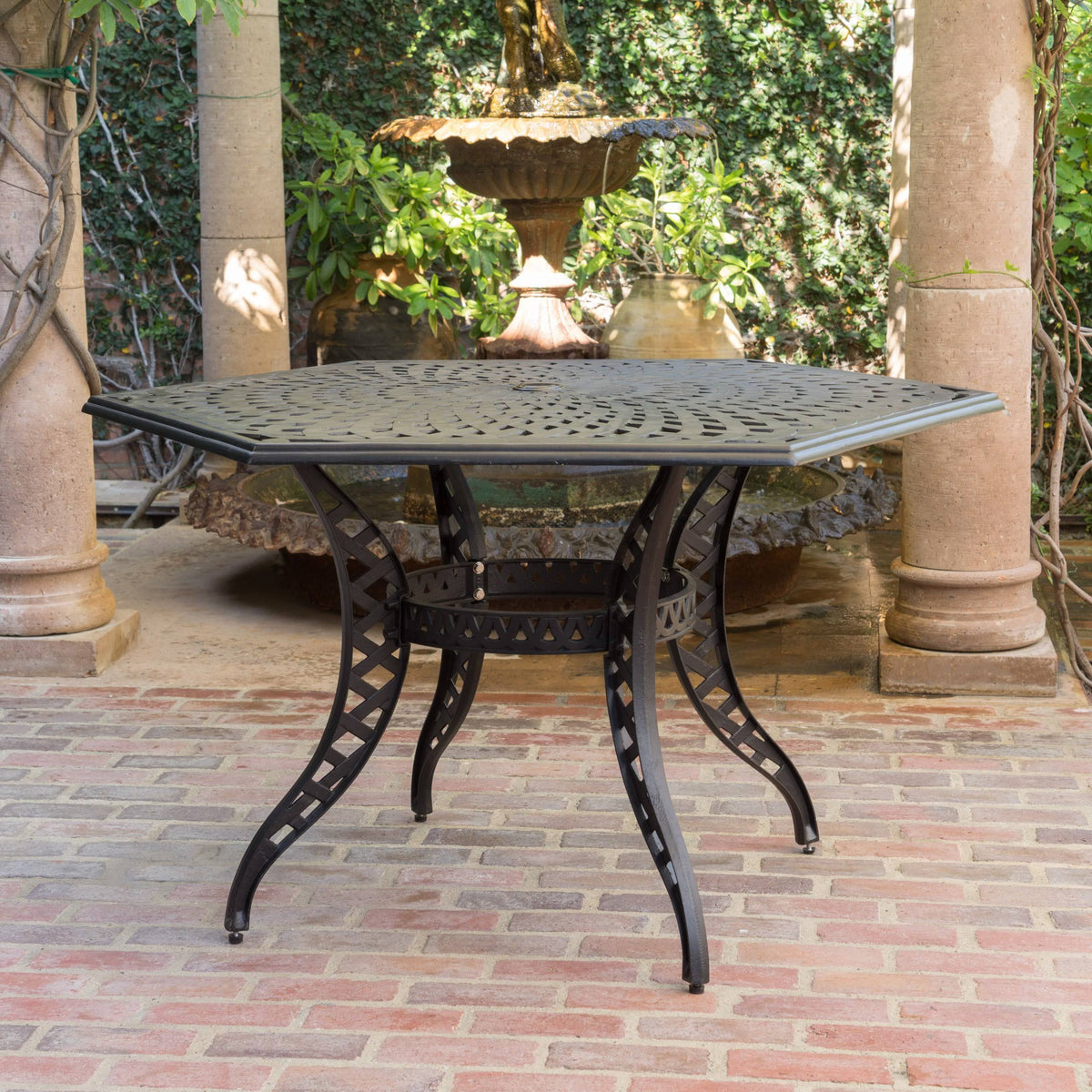Black Sand Cast Aluminum Hexagon Table T704560