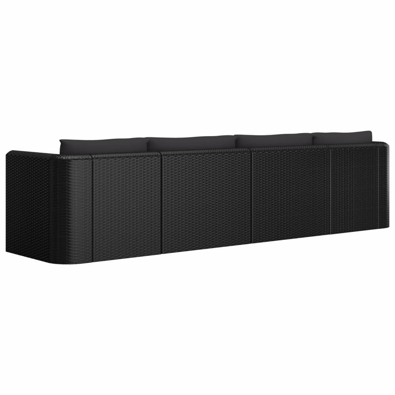 Black Poly Rattan Patio Sofa Set with Cushions D657