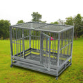 Silver Double-Door Dog Crate Kennel with Tray E219