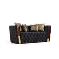 Black Velvet Tufted Loveseat with Gold Accent X600192