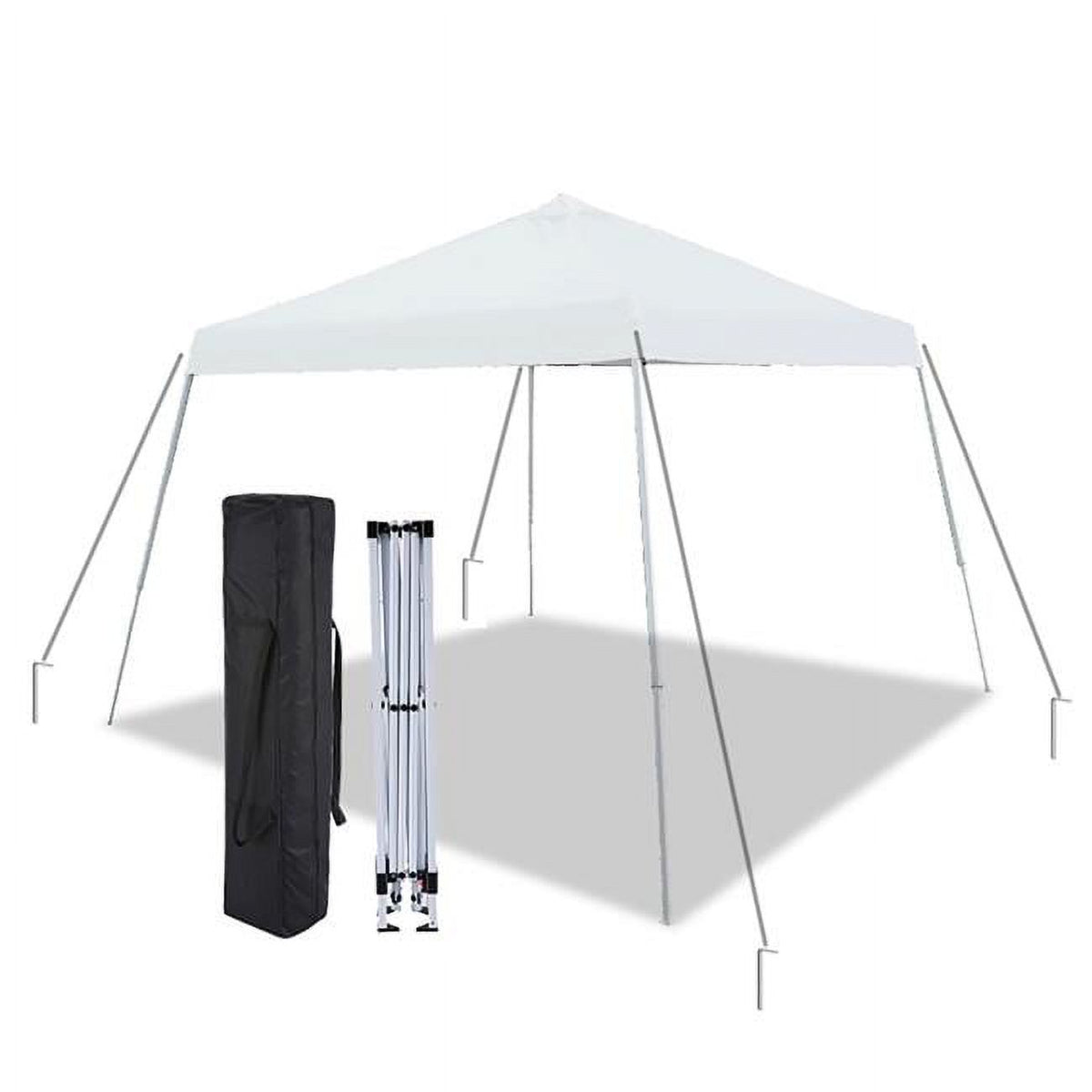 White Slant Leg Instant Pop Up Tent with Guy Ropes & Stakes H1535