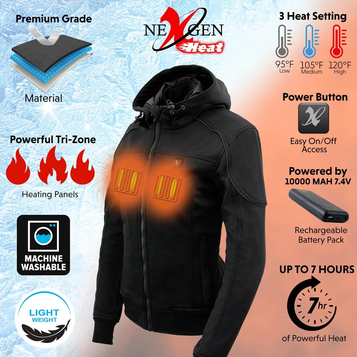 Women's Black Heated Soft Shell Racing Style Jacket Medium D19367