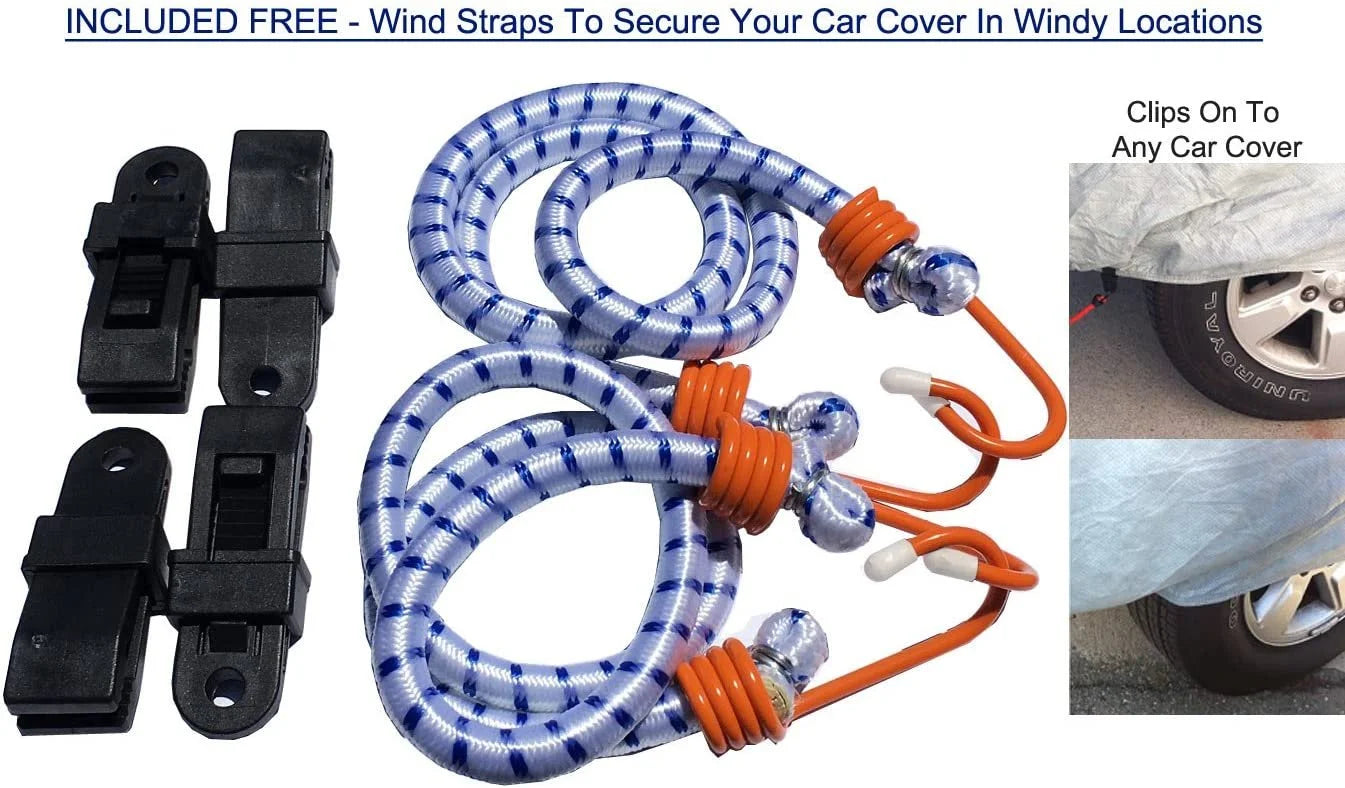 Car Cover with Fleece Lining, Anti-Theft Cable Lock, Bag & Wind Straps E388