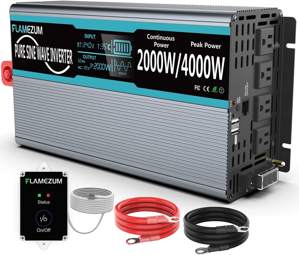 1500 Watt 12V DC to 110V AC Power Inverter with 3 AC Outlets and 2 USB Ports G865533