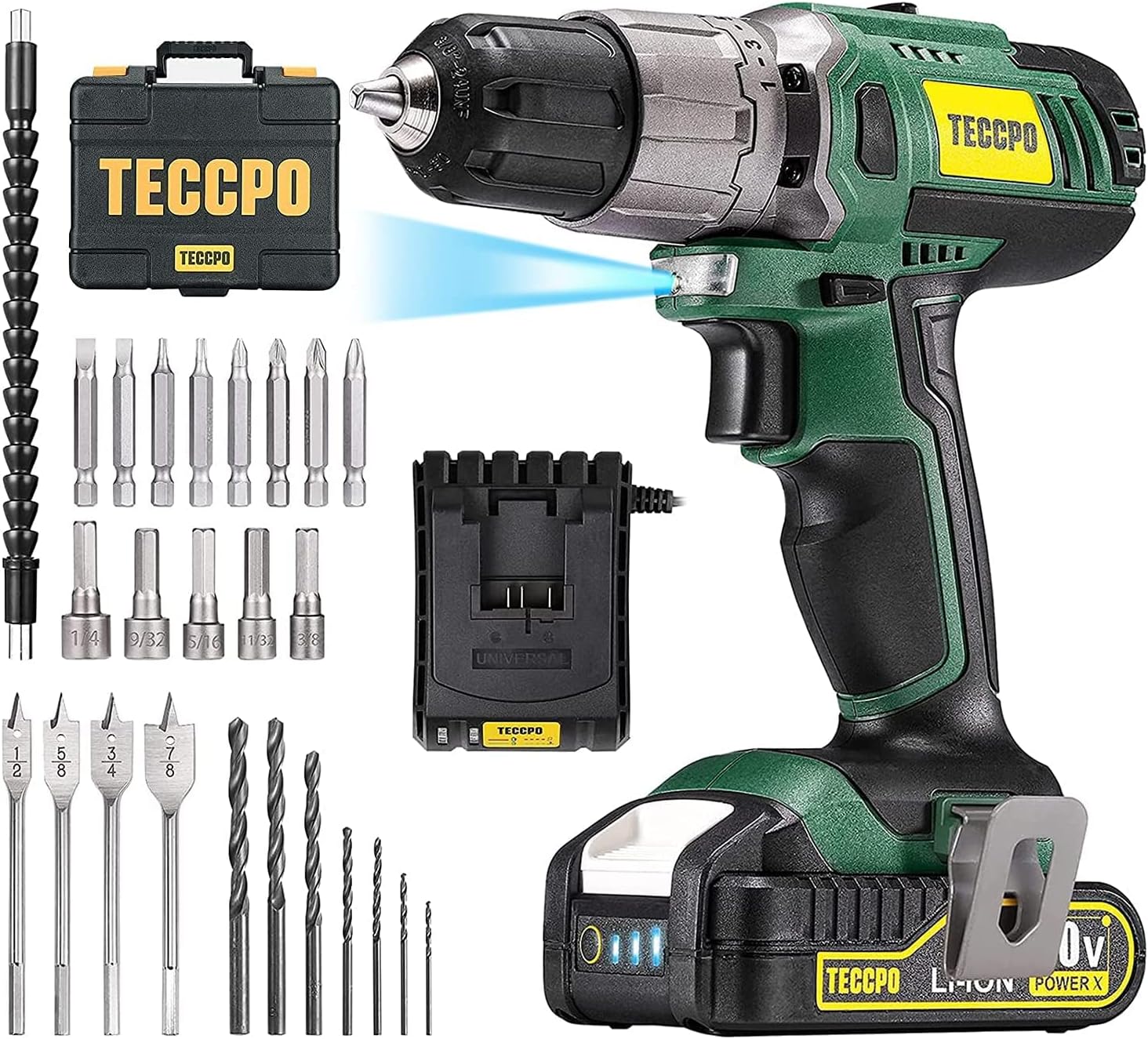 Cordless Drill Set, 29Pcs Power Drill Set, 310 In-lbs, 2-Speed, 21+1 Torque Setting, 2.0Ah Battery & Fast Charger T481