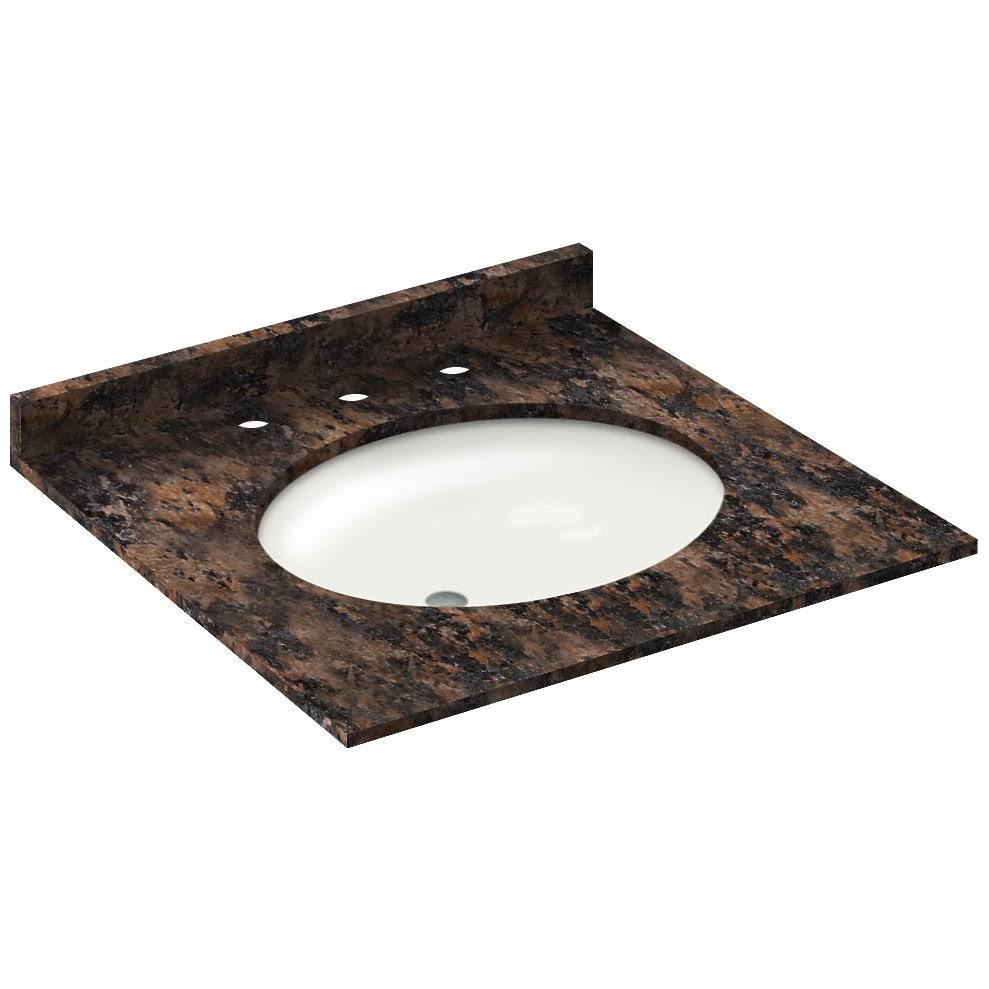 Baltic Brown Granite Vanity Top 25 in x 22 in with Backsplash 8 in Spread X339254