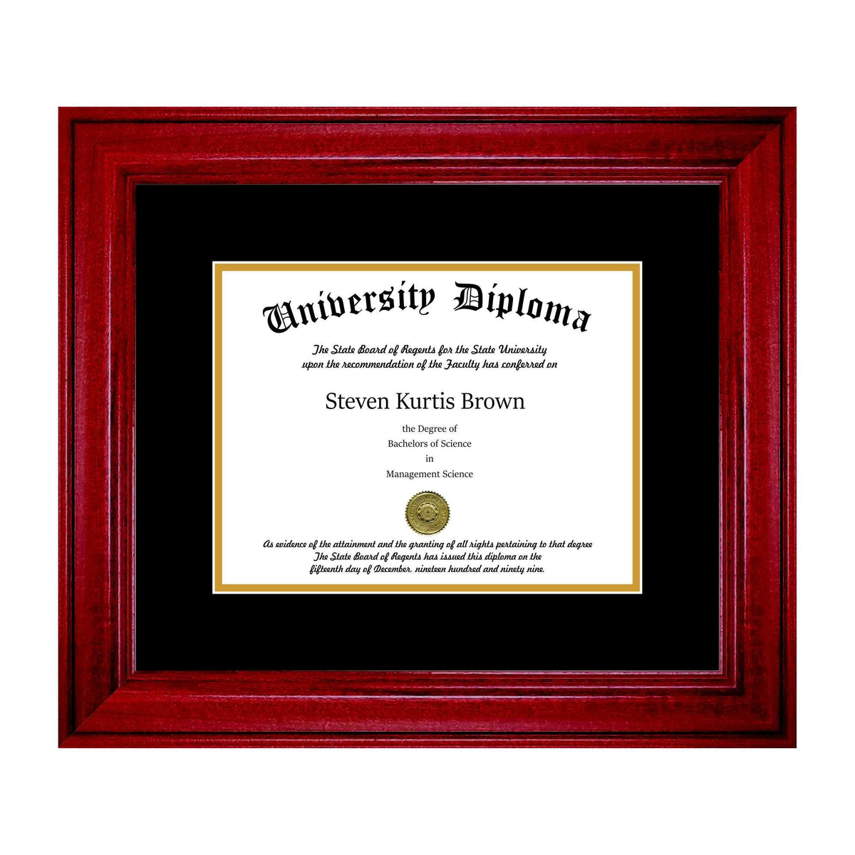 Single Diploma Frame with Double Matting for 10x22 x 8x22 Tall Diploma with Cherry 2x22 Frame Q983
