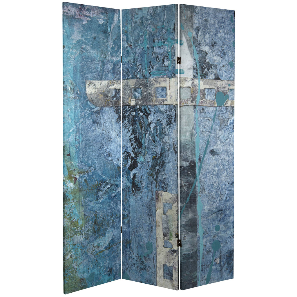 Double Sided Blue Canvas Room Divider R722617