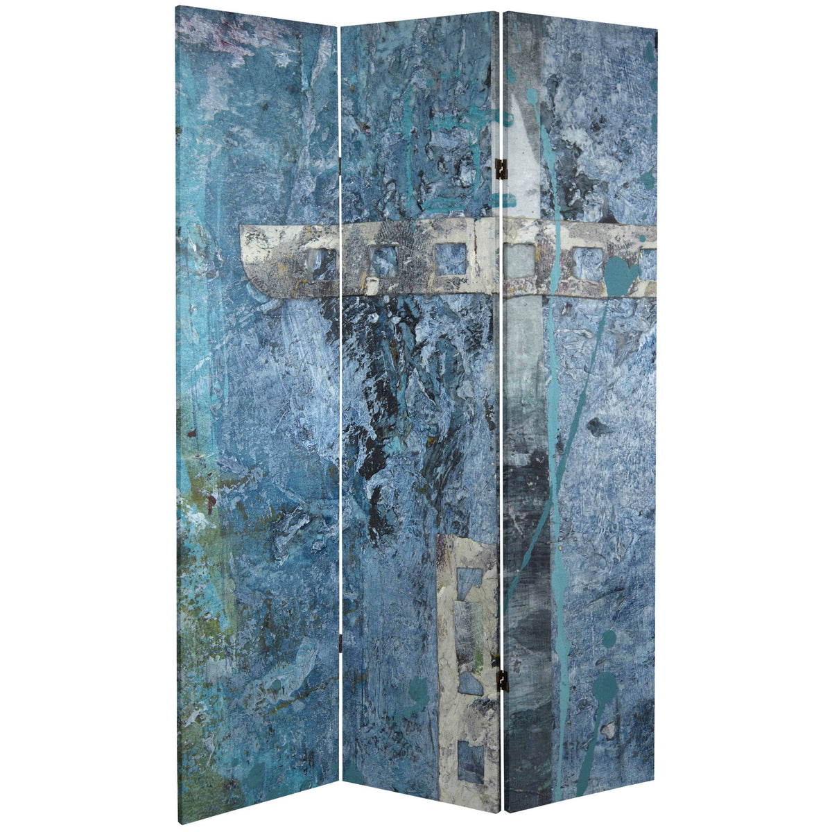 Double Sided Blue Canvas Room Divider R722617