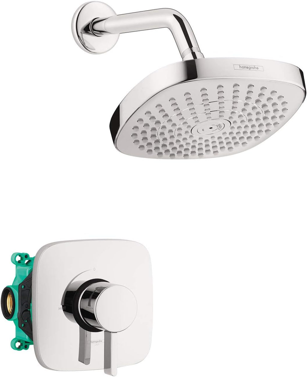 Brushed Nickel 2-Spray Shower System with Rough and Shower Valve Included R22963