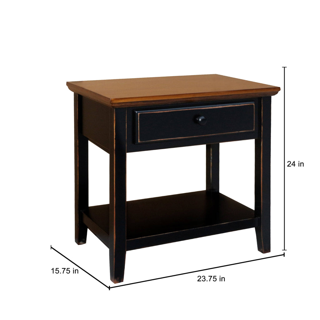 White Wood Side Table with Drawer K715