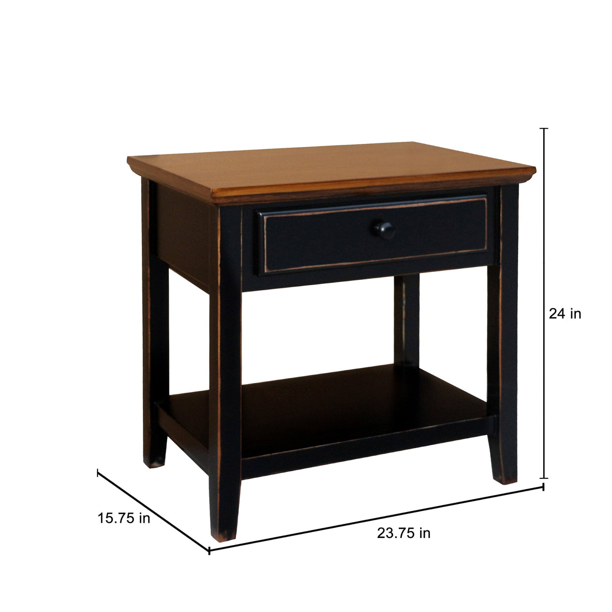 White Wood Side Table with Drawer K715