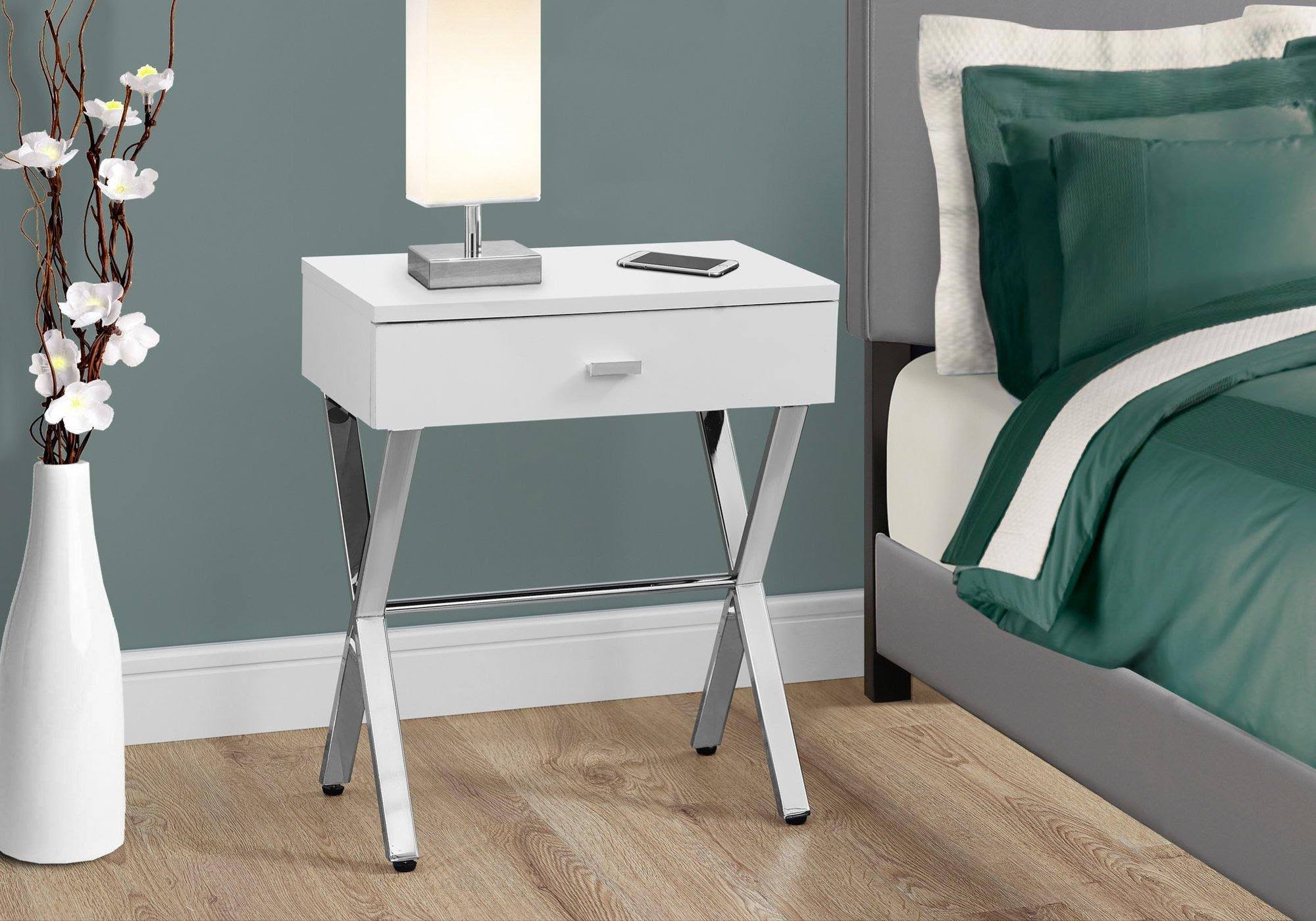 Taupe Finish and Black Metal Accent Table H357