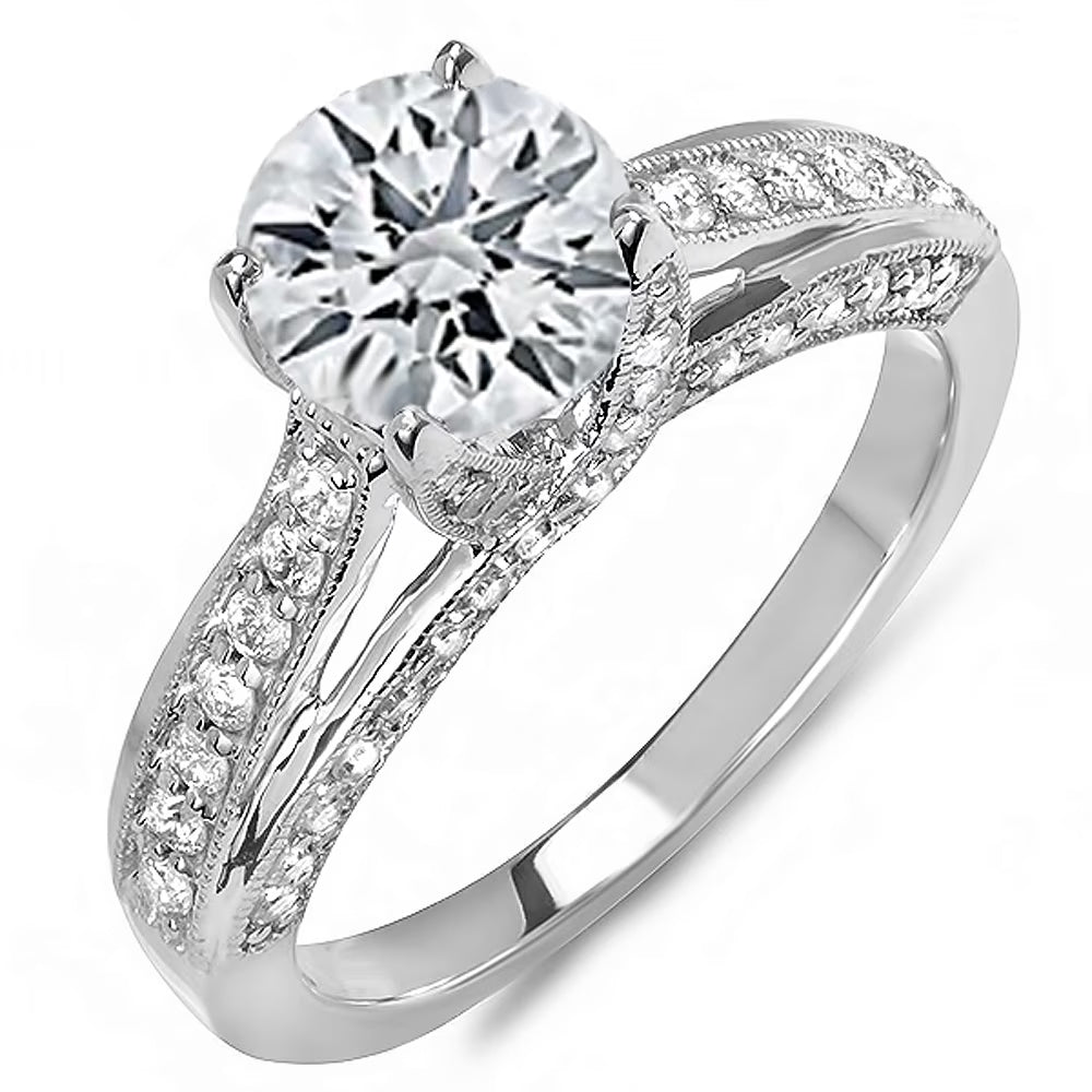 1.50 Carat Round Diamond Solitaire Engagement Ring, White Gold, Size 6.5 J3647
