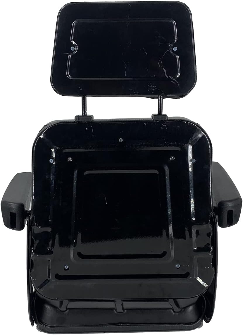 Suspension Seat with Adjustable Backrest Headrest Forklift Seat Replacement with Fold Up Armrests, Black G26943