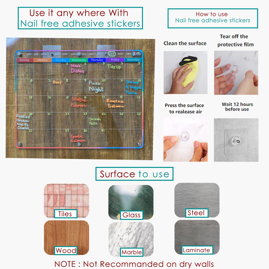 Acrylic Magnetic Fridge Calendar U312