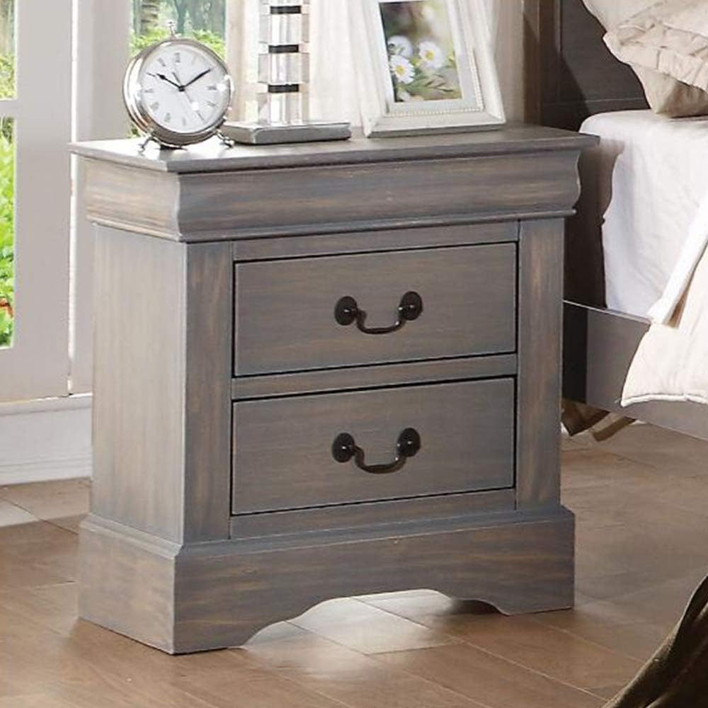 White 2 Drawers Wooden Nightstand V4768