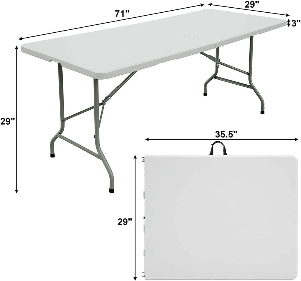 White 8ft Folding Plastic Dining Table with Handle N4239
