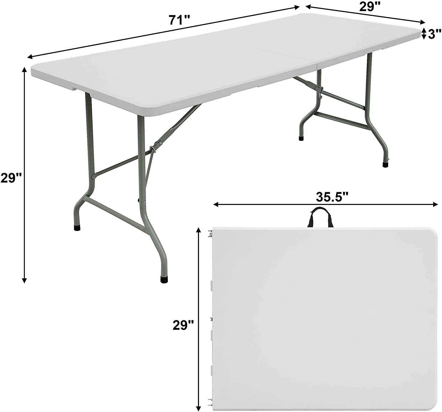 White 8ft Folding Plastic Dining Table with Handle N4239