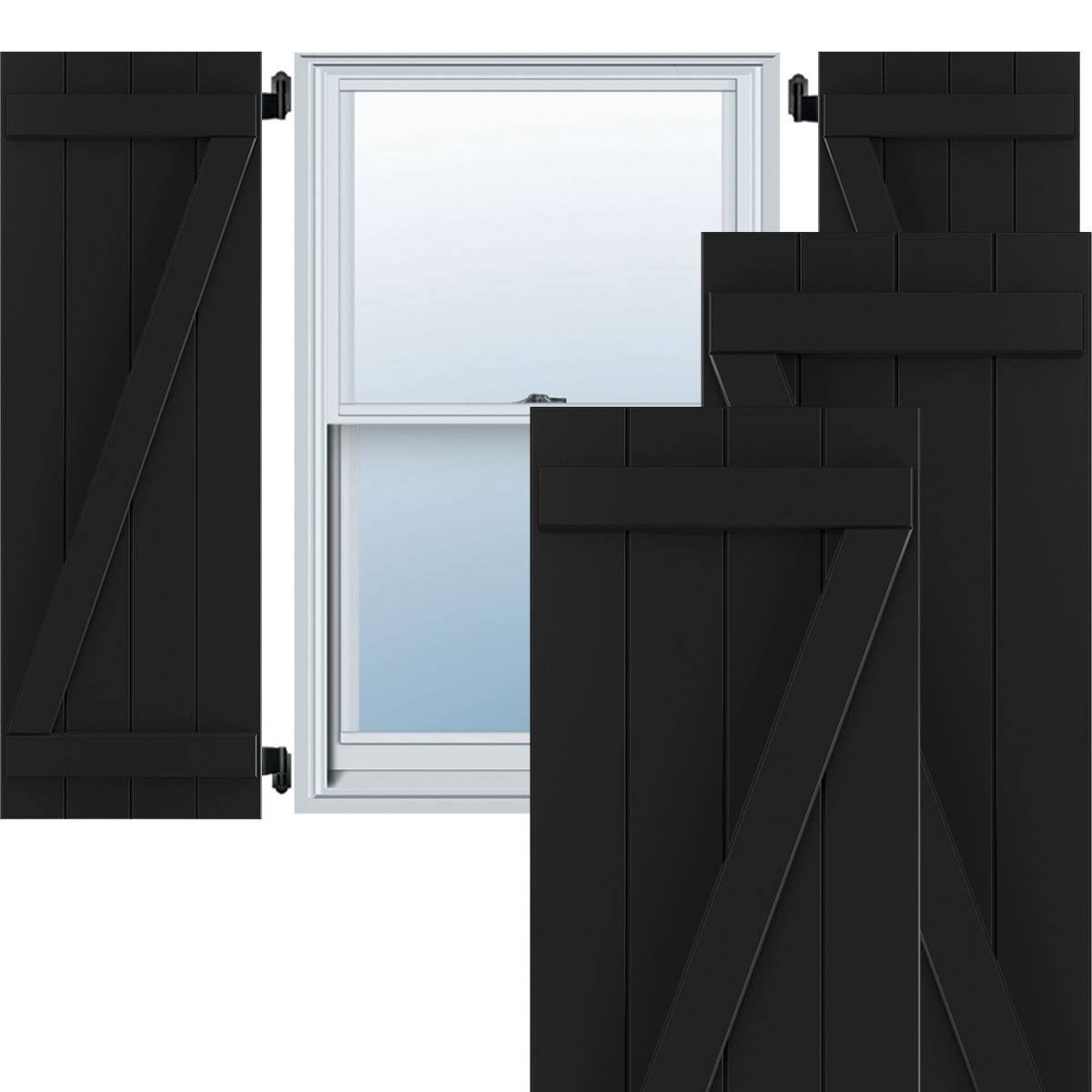 Black PVC Board and Batten Shutters, Per Pair F947