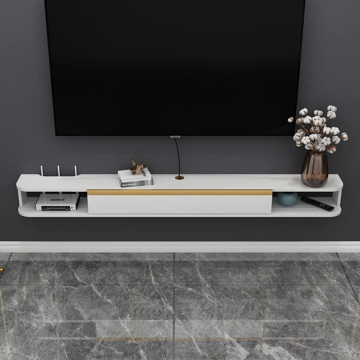 Light Gray Wall-Mounted Floating TV Stand I7248