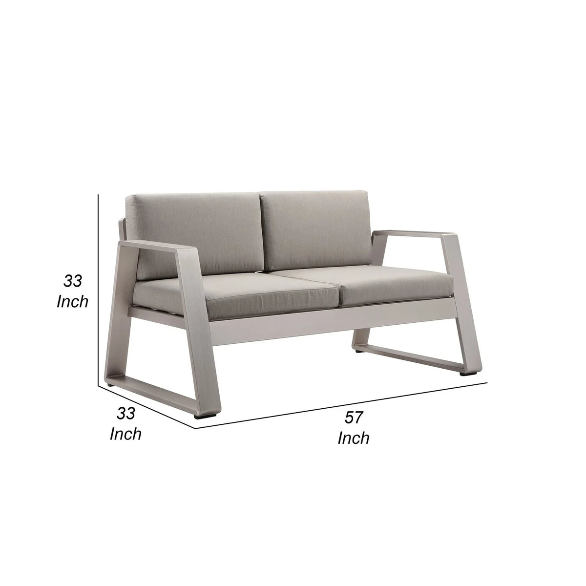 Gray Aluminum Outdoor Sofa with Fabric Cushions M705