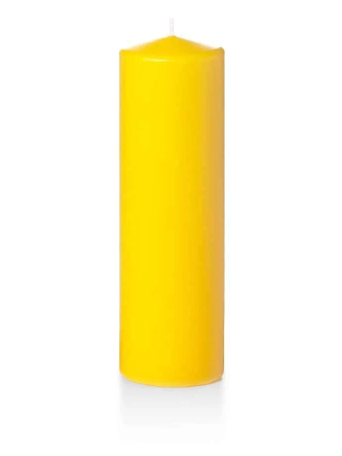 12 Pc Bright Yellow Pillar Candles P677