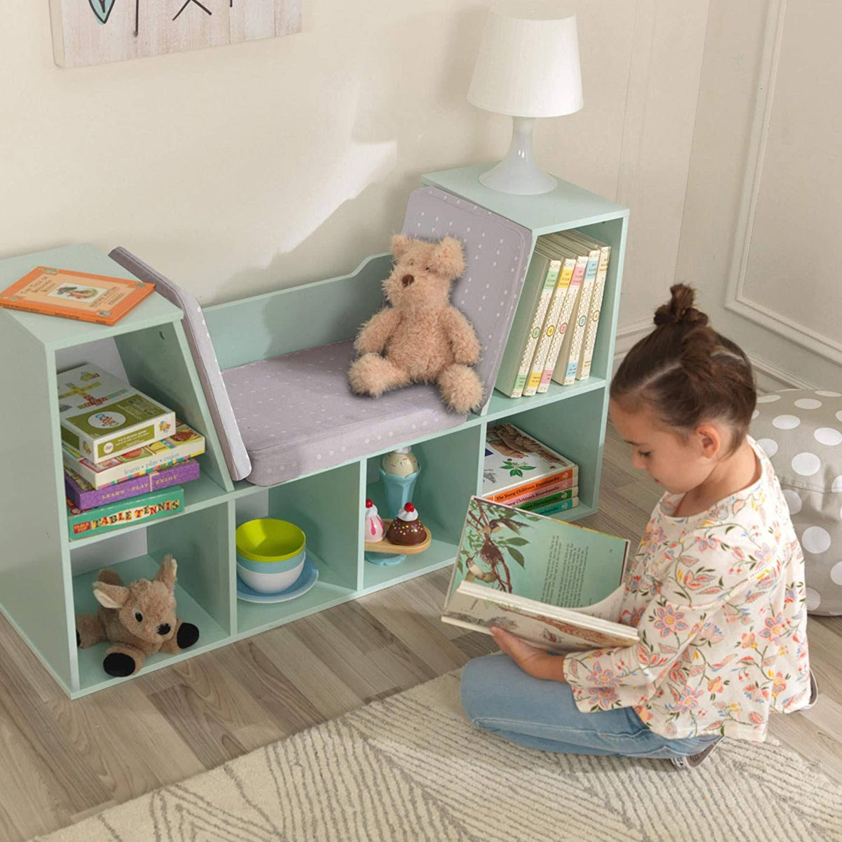 Mint Bookcase with Reading Nook I140