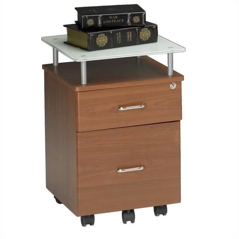 Anthracite Locking Box/File Pedestal with Black Glass R598