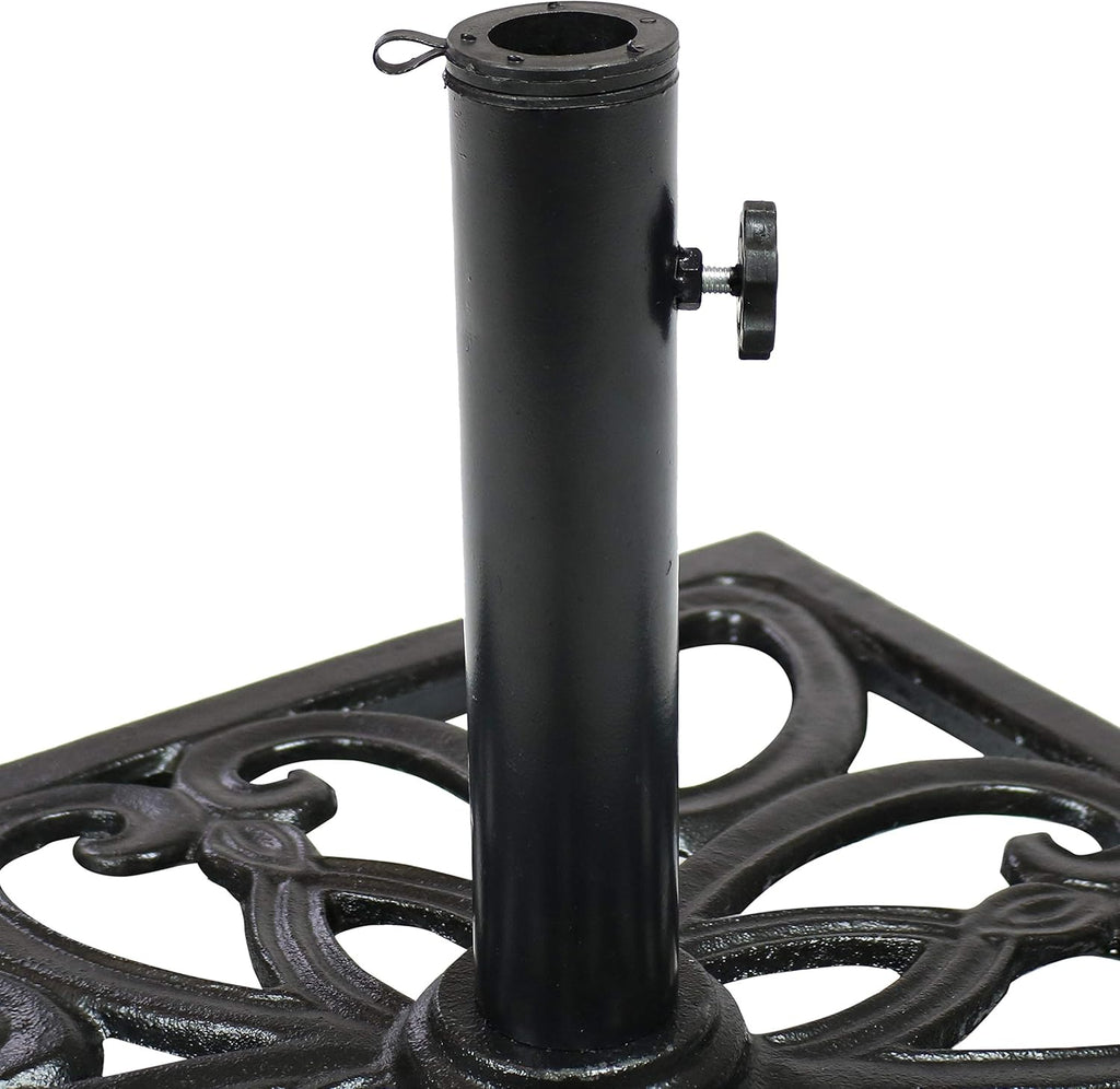 22-Inch Square Cast Iron Umbrella Base Black H3388