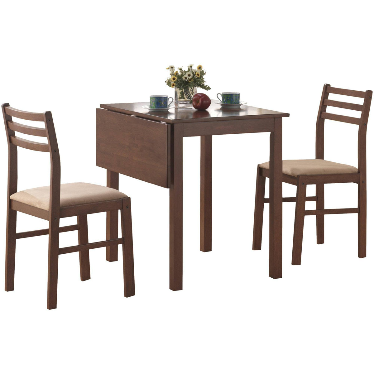 Walnut Beige Solid Wood 3pcs Dining Set E823599