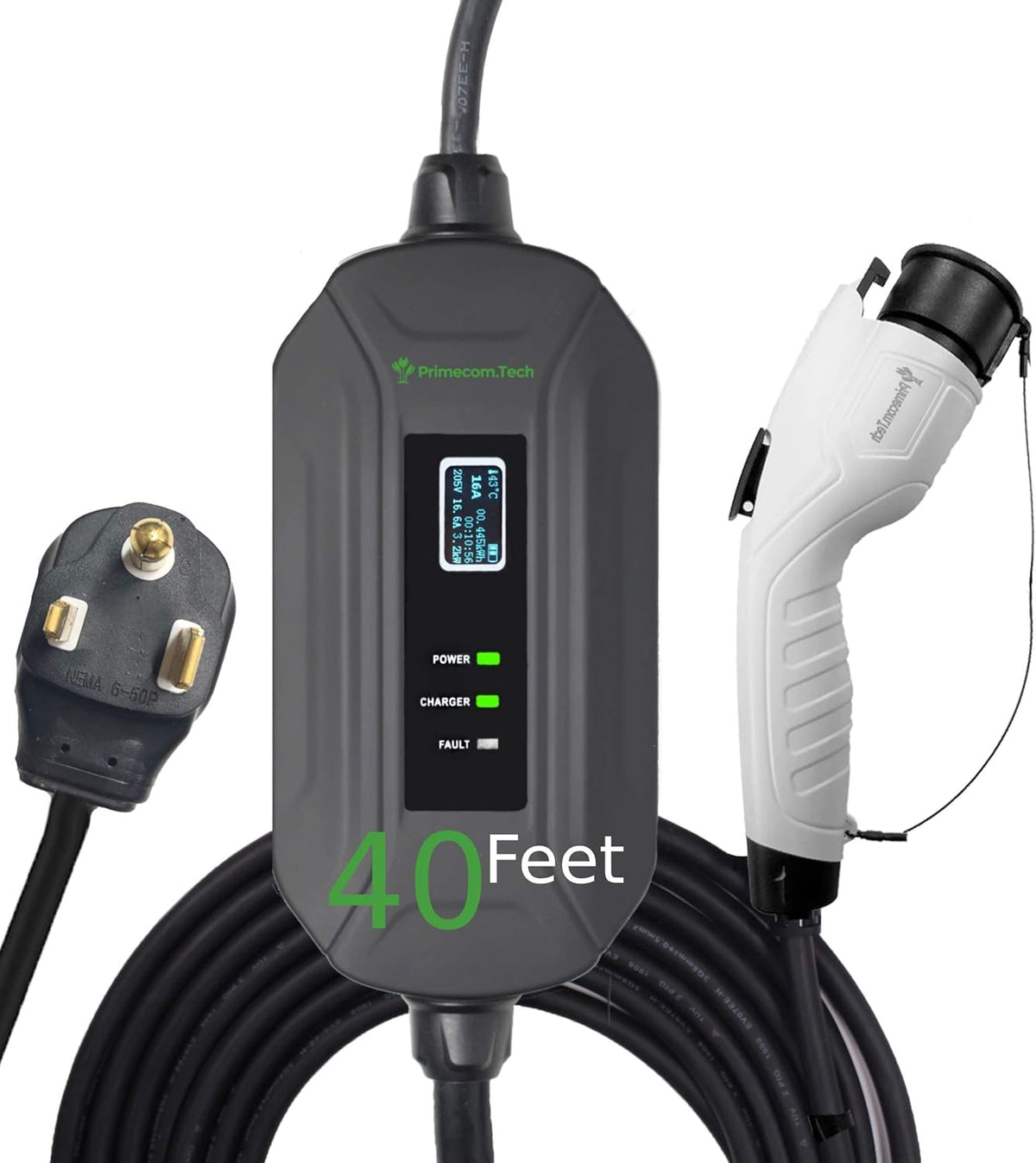 Portable Level 2 Electric Vehicle Charger, 16Amp, 30 Feet A3489