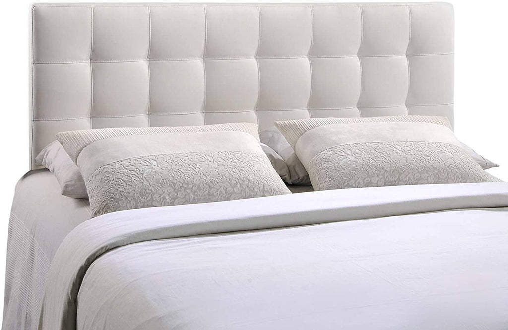White Faux Leather Tufted Headboard Y97867