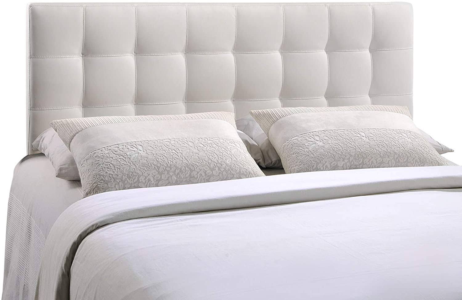 White Faux Leather Tufted Headboard Y97867