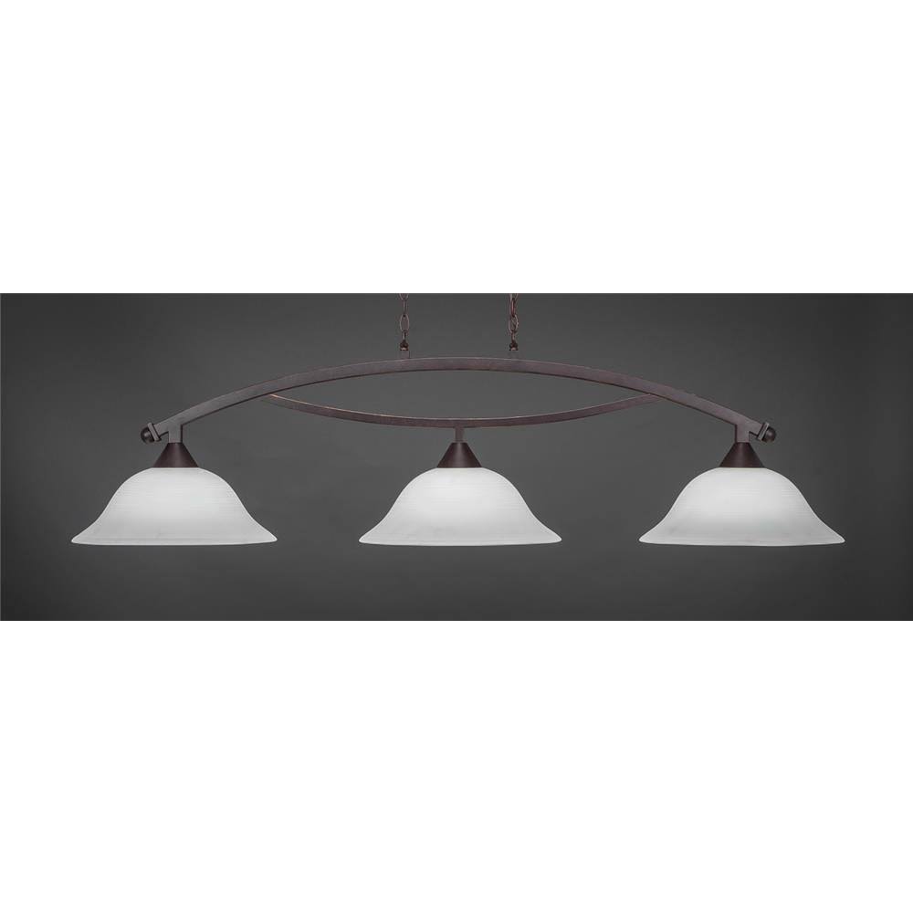 Three Light Billiard Light with Dark Granite Finish and White Linen Glass Y98815