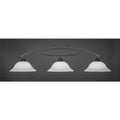Three Light Billiard Light with Dark Granite Finish and White Linen Glass Y98815