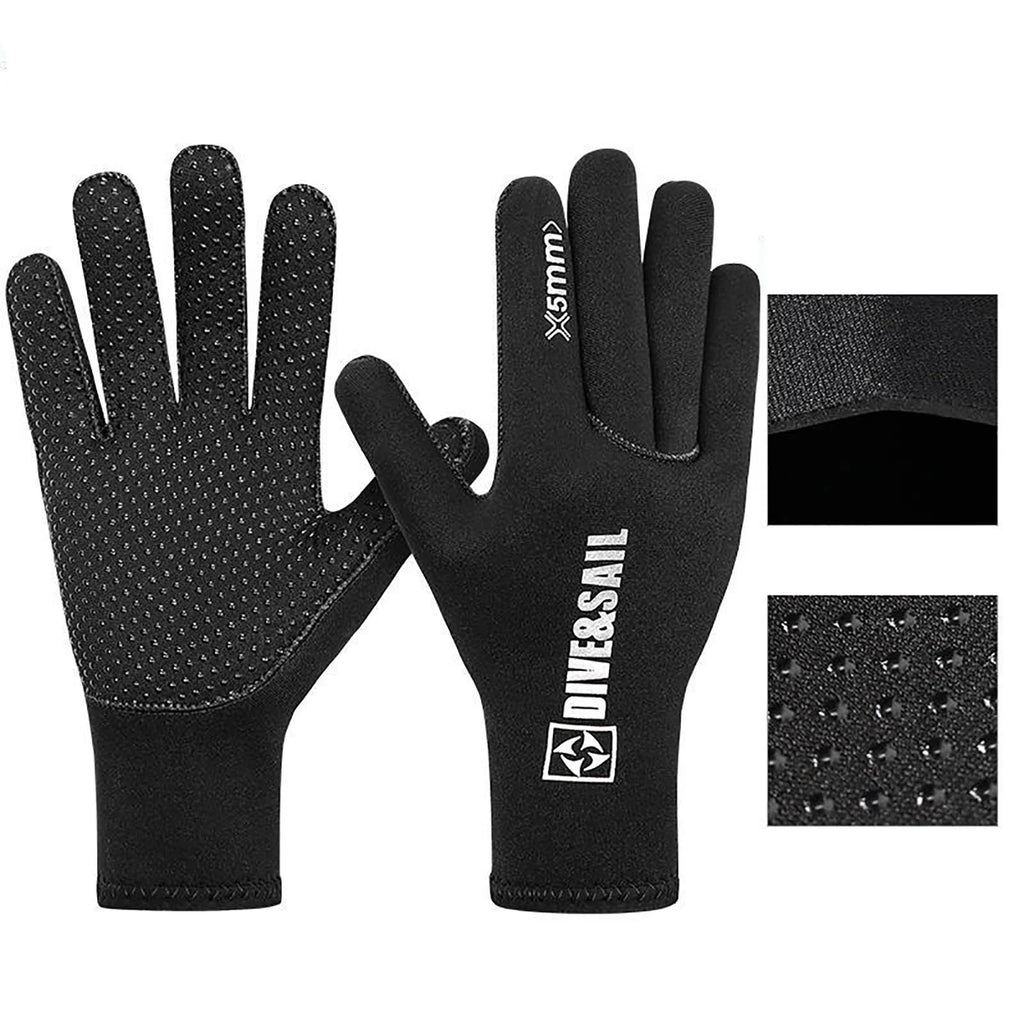 5mm Neoprene Five Finger Wetsuit Gloves V81876