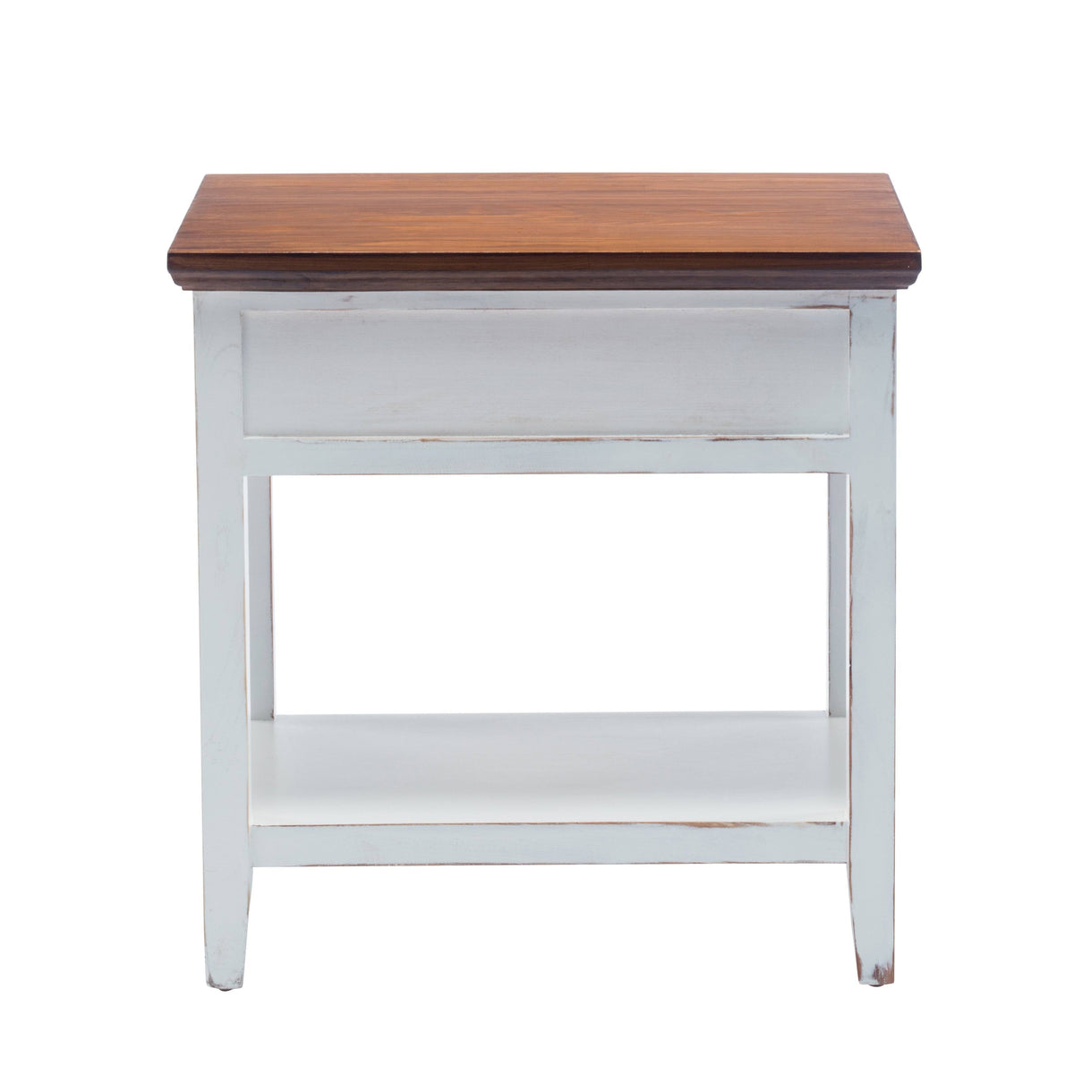 White Wood Side Table with Drawer K715