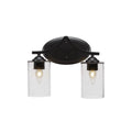 Matte Black 2 Light 16 inch Bath Bar with Clear Bubble Glass L483