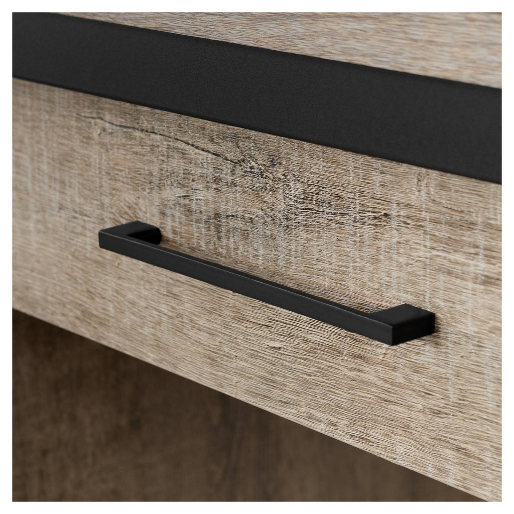 Matte Black/Weathered Oak Desk with Drawers R583008