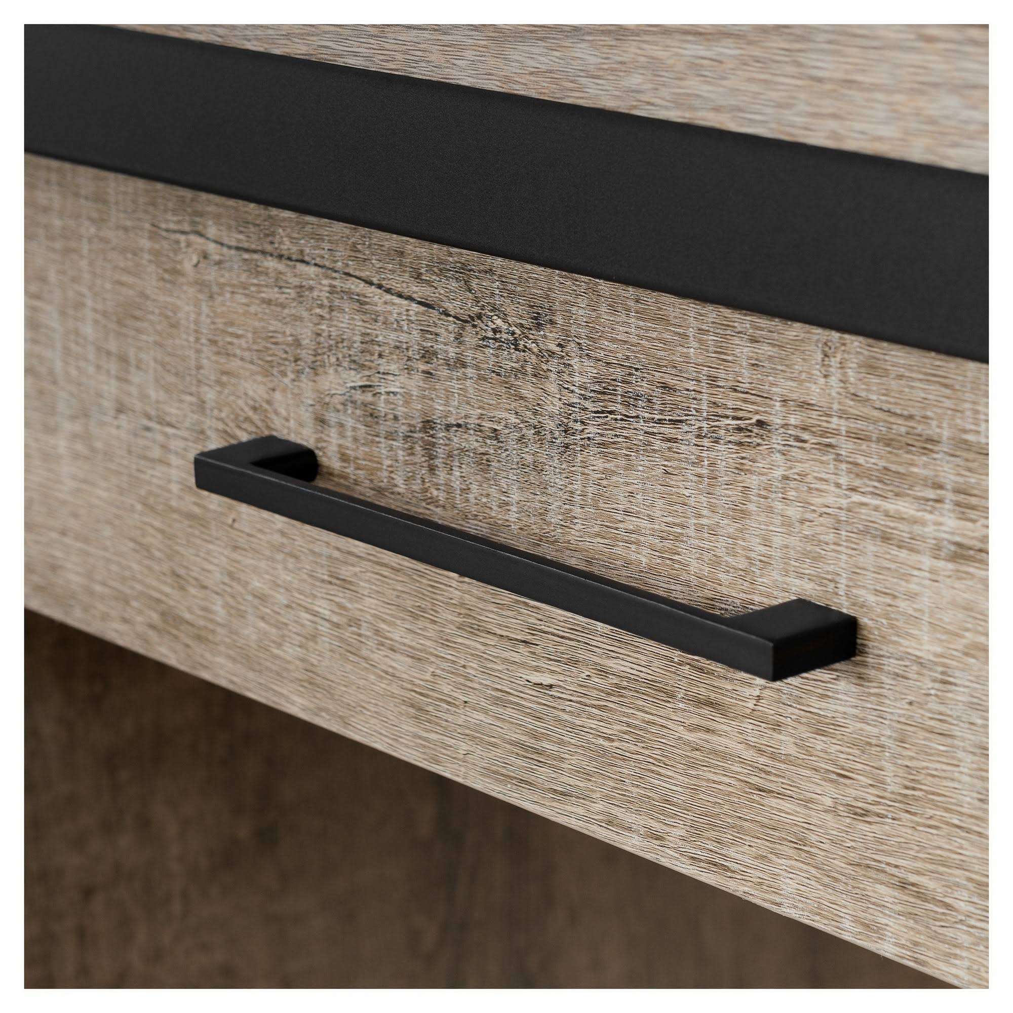 Matte Black/Weathered Oak Desk with Drawers R583008