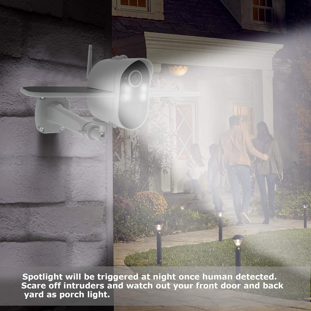 Wireless Outdoor Security Camera with Spotlight Color Night Vision and IP66 Waterproof Q84583