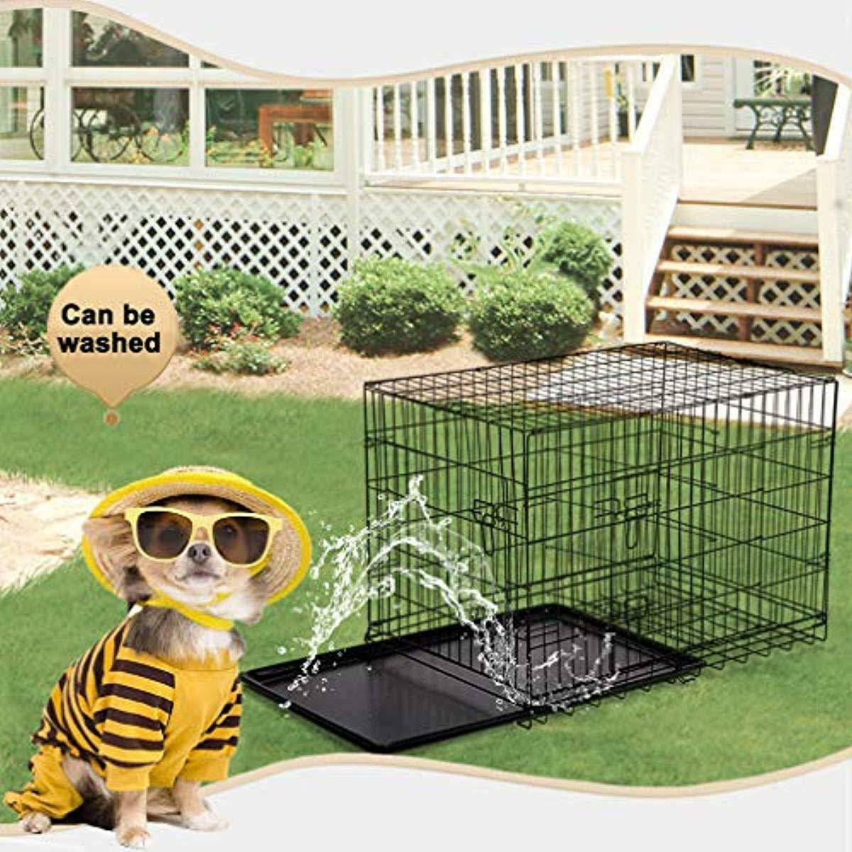 Extra Large 48x22 Folding Dog Cage Crate Kennel with Plastic Pan Black V902669