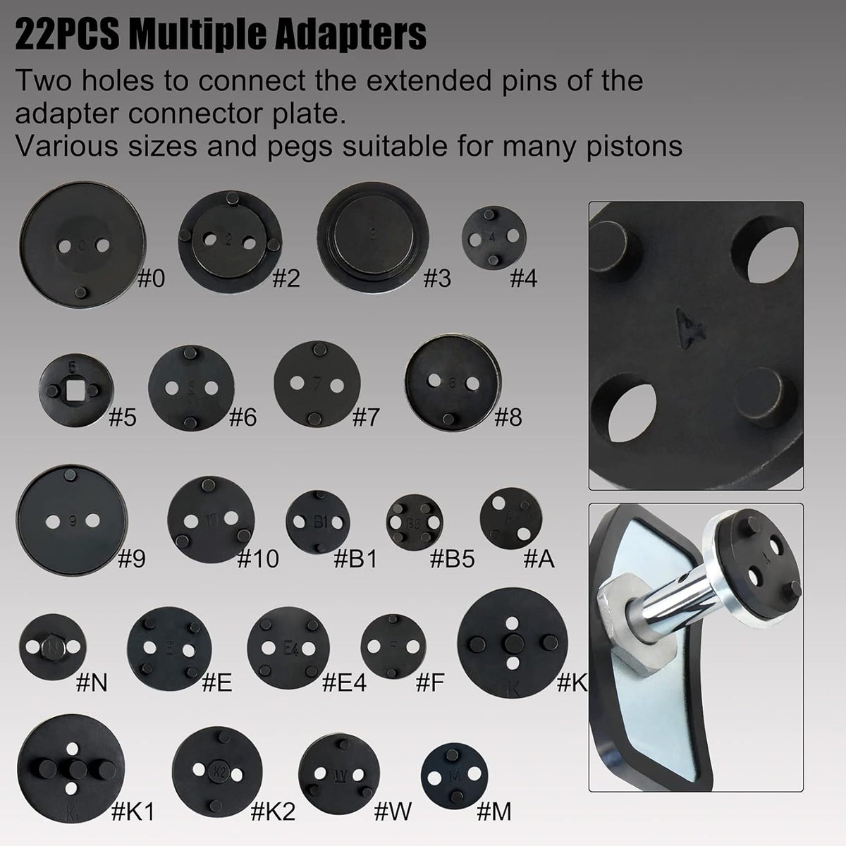 23PCS Pneumatic Brake Caliper Piston Wind Back Compression Spreading Tool Kit W587487