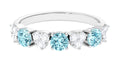 Aquamarine Heart Ring with Diamond, 925 Sterling Silver, US 6.50 L4846